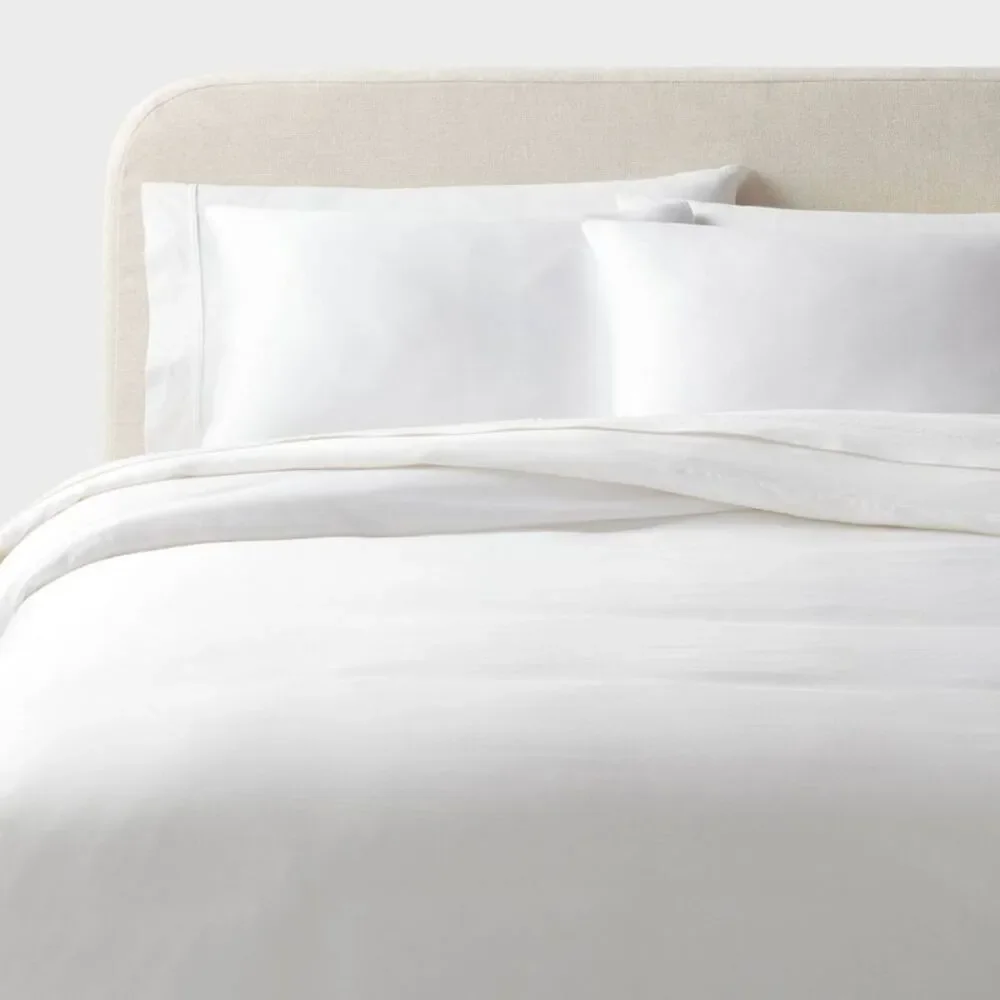 3pc King 320TC TENCEL Cooling Satin Weave Duvet Set - White